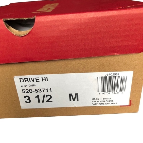 Levi’s White Drive Hi Unisex Hi-Top Sneaker Kids Size 3.5 - Picture 8 of 12